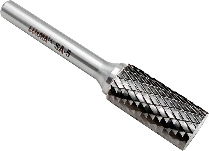 LU&MN SA-5 Tungsten Carbide Burr Cylinder Shape Double Cut Rotary Burr File(1/2” cutter Dia X 1”Cutter Length) with 1/4'' Shank dia By - Image 2